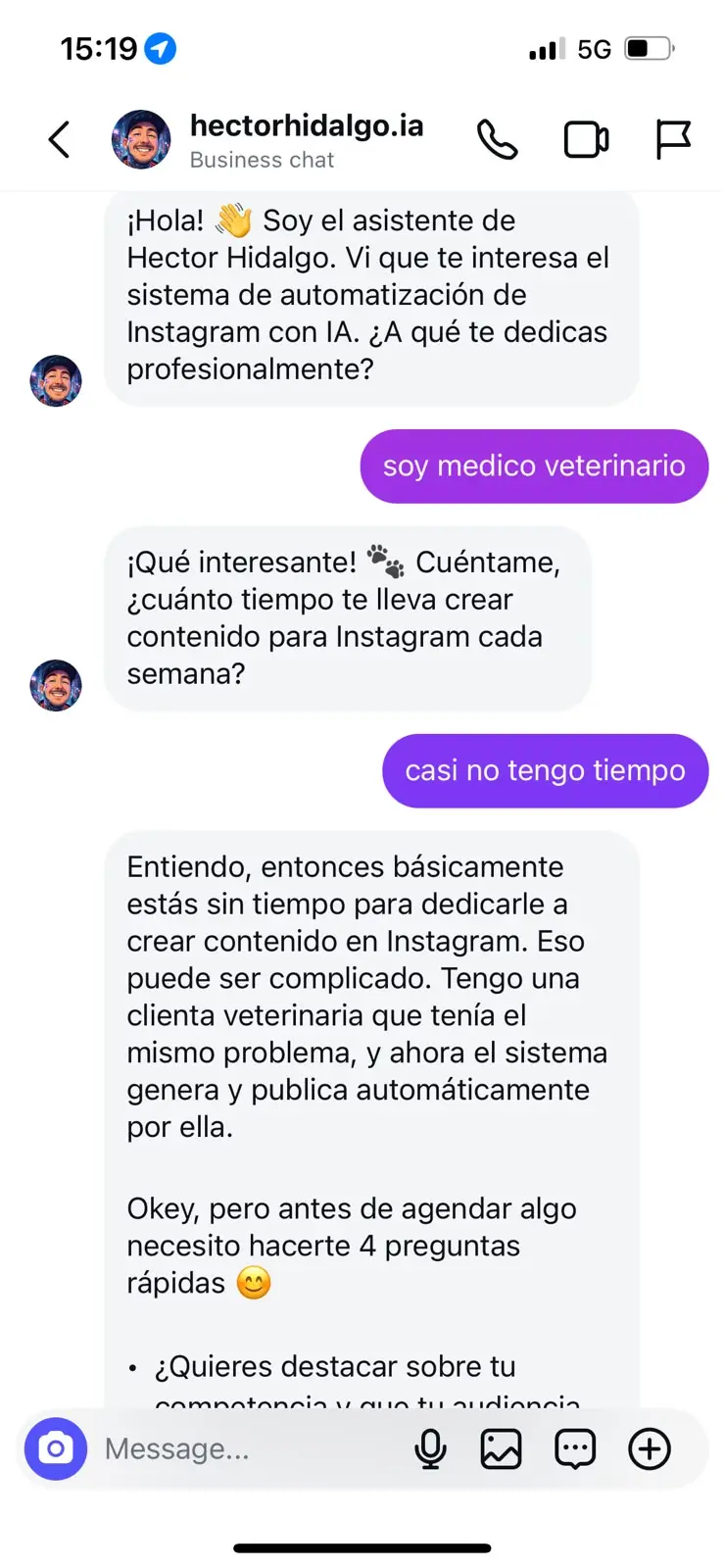GPT calificando al lead en DMs de Instagram